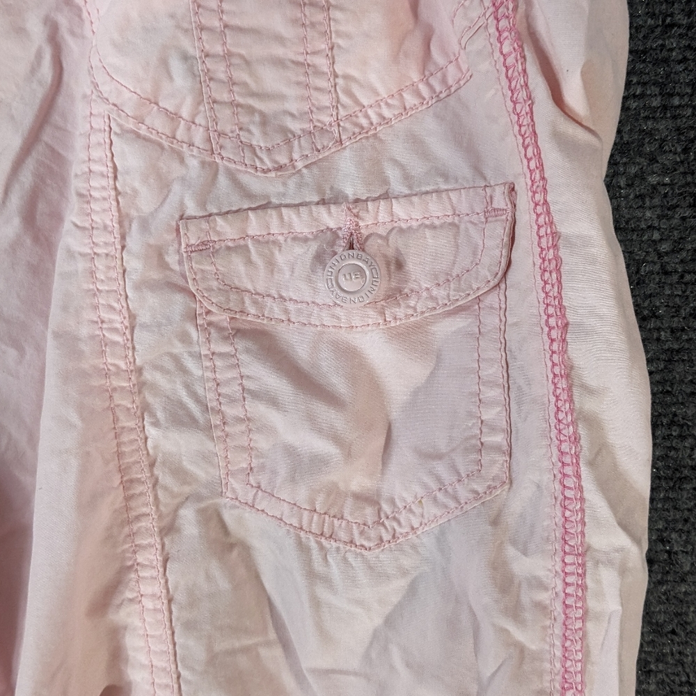 UNION BAY Capri Cargo Pants Juniors Pink Lightweight Tie Pockets - Picture 12 of 16